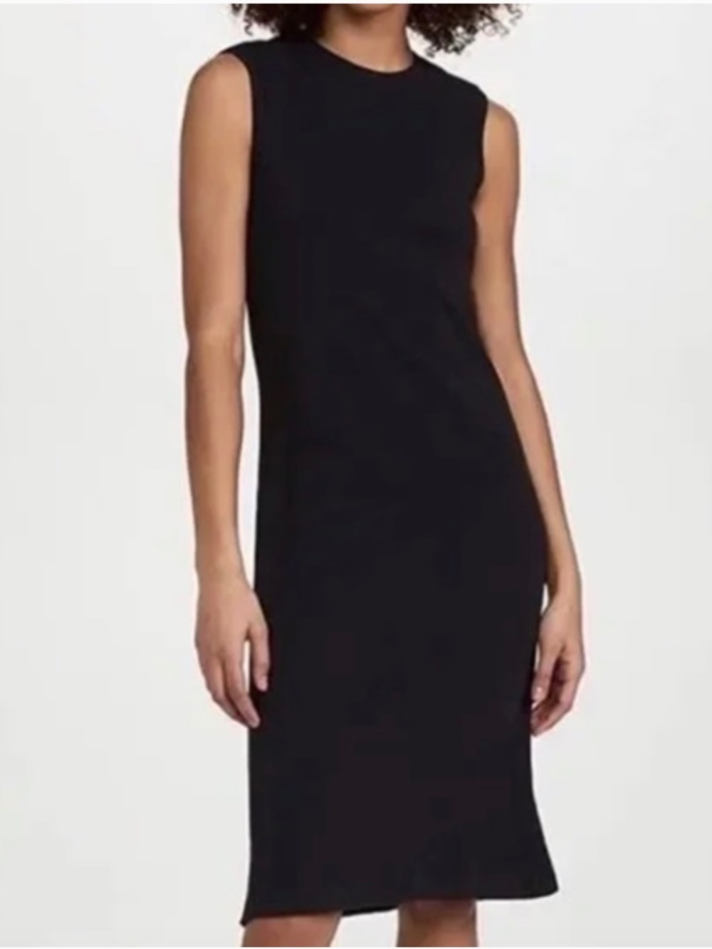 AMO Rib Knit Tank Dress Black M NWT 100% Cotton Midi Minimalist Capsule USA Made - Picture 3 of 9